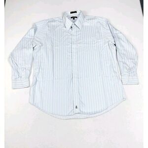 Nordstrom Dress Shirt‎ Men's 17.5 Blue Striped Corpcore BusinessWear Workwear